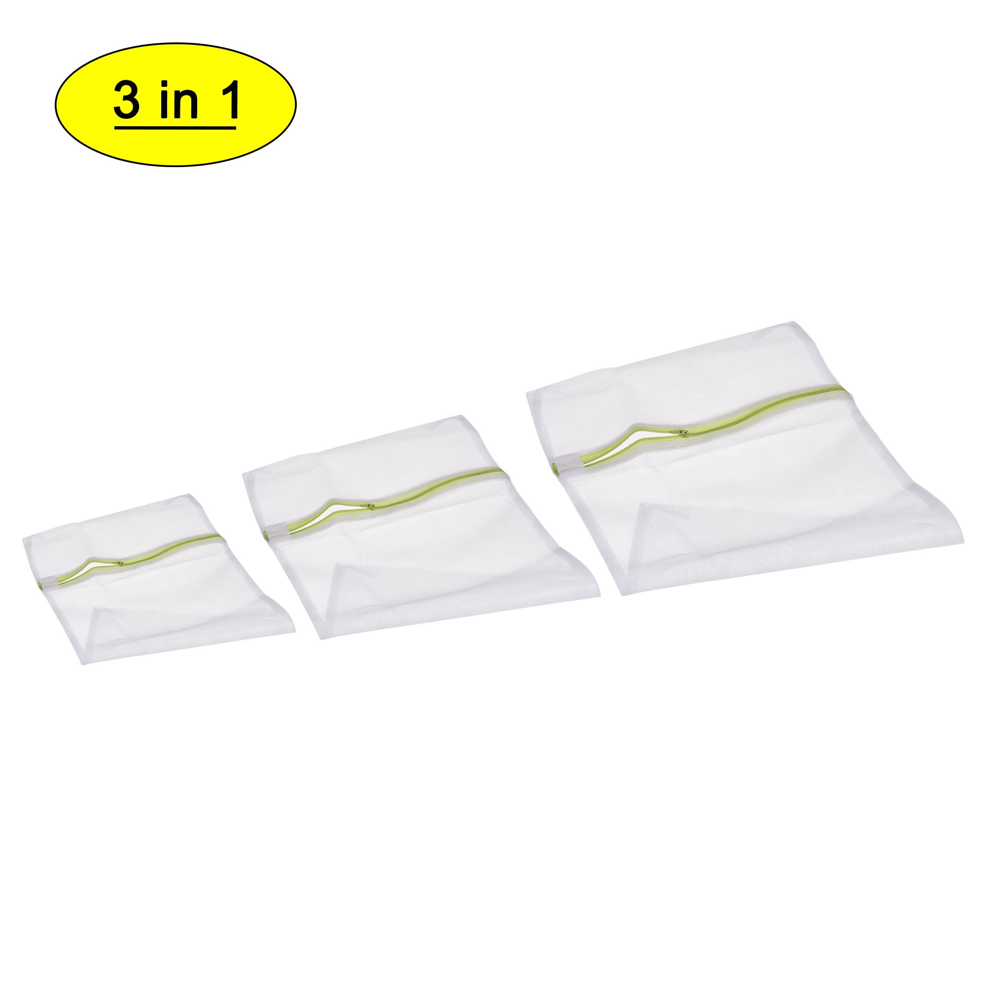 Uxcell Polyester Mesh Wash Zipper Washing Laundry Bags White 3 in 1