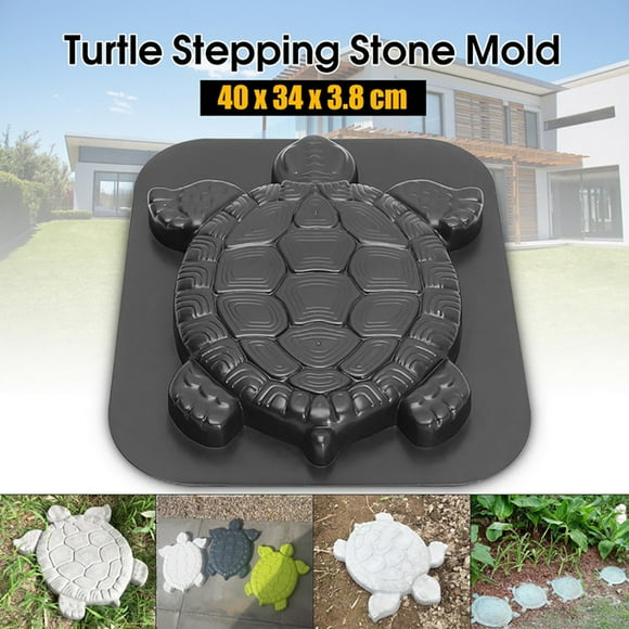 Turtle Shape Stepping Stone Mold, Black Concrete Cement Mould Walk Maker，15.7"L x 13.4"W x 1.5"H