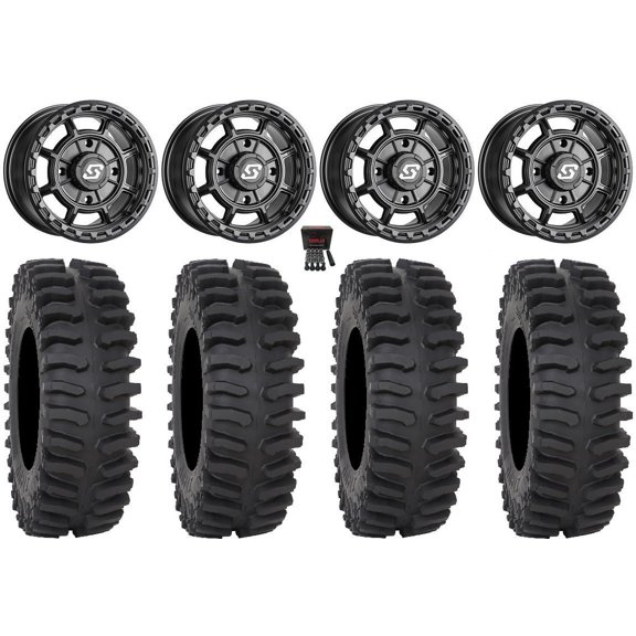 Sedona Rift 15x7 Wheels Black 35" XT400 Tires Sportsman RZR Ranger
