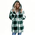 thumbnail image 6 of Dwralegc Womens Oversized Sherpa Jacket Plaid Fuzzy Zip Up Jackets Casual Winter Coats Loose Hooded Christmas Cardigan Sherpa Lined Fleece Jacket with Pockets Clearance Green 3XL, 6 of 8