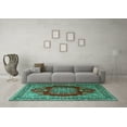 thumbnail image 3 of Ahgly Company Machine Washable Indoor Rectangle Medallion Turquoise Blue Traditional Area Rugs, 3' x 5', 3 of 4