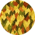 thumbnail image 1 of Ahgly Company Machine Washable Indoor Round Abstract Yellow Modern Area Rugs, 4' Round, 1 of 4