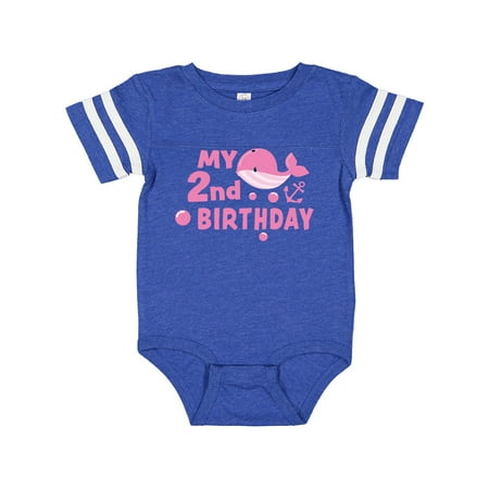 

Inktastic Nautical My 2nd Birthday with Pink Whale Gift Baby Boy or Baby Girl Bodysuit
