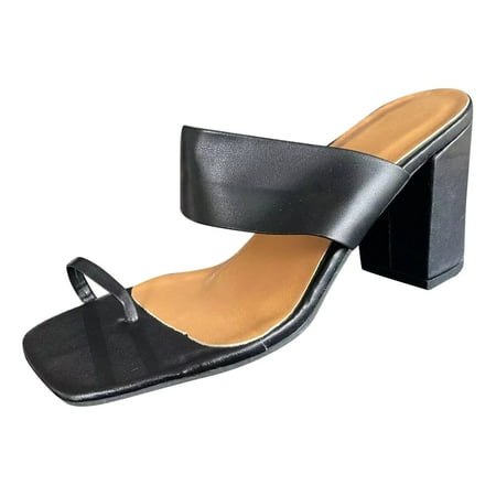 

Fashion Women s Summer Slip-On Square Heels Sandals Open Toe Breathable Shoes