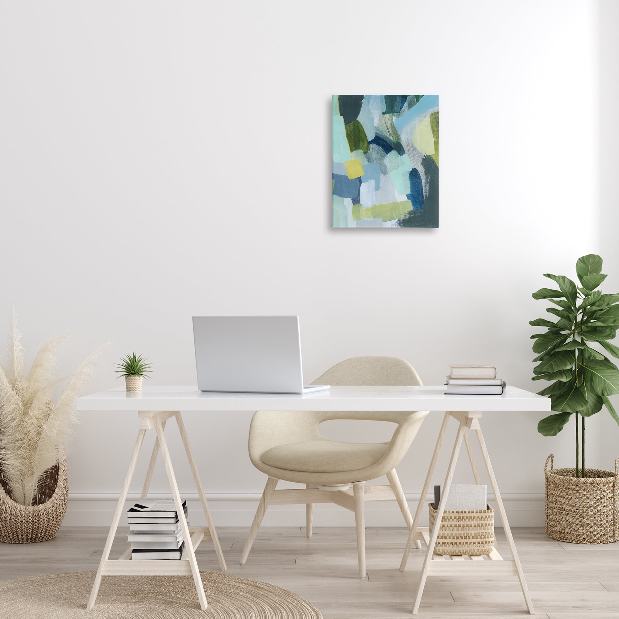 Stupell Industries Layered Green Paint Strokes Abstract Painting Gallery Wrapped Canvas Art Print Wall Art, 16 x 20