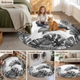 thumbnail image 5 of Grey Black Leaves Round Area Rug 3.3Ft Washable Circle Rugs for Dining Room Table, Summer Botanical Watercolor Leaf Non-Slip Carpet Floor Mats Indoor Outdoor Carpet Runner Aesthetic Home Decor, 5 of 8