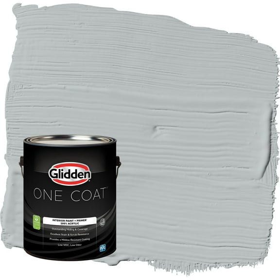 Glidden One Coat Maiden Mist / Gray Flat Interior Paint with Primer, 1 Gallon