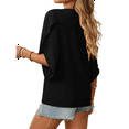 thumbnail image 3 of Blusas Informales Elegantes para Mujer, Blusas Asimétricas de Cuello en V para Trabajo, Camisas de Verano con Mangas con Volantes. Negro L, 3 of 7