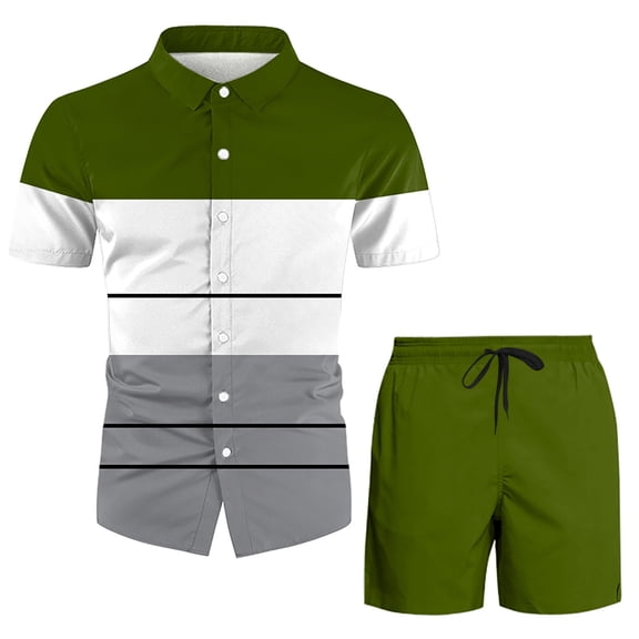 Vedolay Two Piece Short Outfits Men Stylish Printed Tracksuits Sport Summer Short Sleeve and Shorts Set for Men,White XL