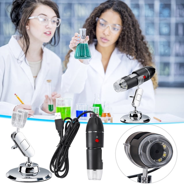 Xihbxyly Microscopio Digital Usb, Aumento de 1600X, Control de Luz de 8 Led, Cámara Endoscópica Portátil, Funciones de Captura de Imágenes y Medición, Herramienta Educativa para Estudiantes E Ingenie