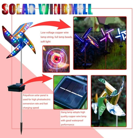

MIARHB Garden Solar Lights Outdoor 32LED Ground Lawn Waterproof Windmill Lamp