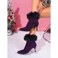 thumbnail image 6 of Women's Ankle Boots and Short Boots, with Fluffy plush decoration and Inner Zipper, Gift for Women, Vacation Travel Scenes, 6 of 7