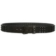 thumbnail image 3 of Snap On 1 3/4" Three Row Punk Rock Star Distressed Black Studded Leather Belt, 3 of 5