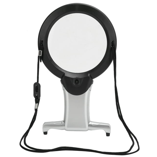 Lupa de lectura LED dual de 26 aumentos, portátil, multifunción, para mesa y cuello.