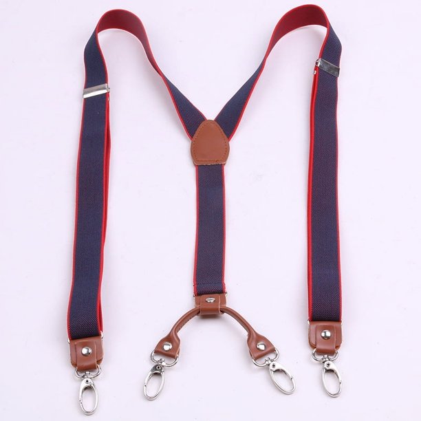 Tirantes elásticos con clip y botón de gancho para adultos, 2,5 cm, con rayas en contraste, para pantalones vaqueros