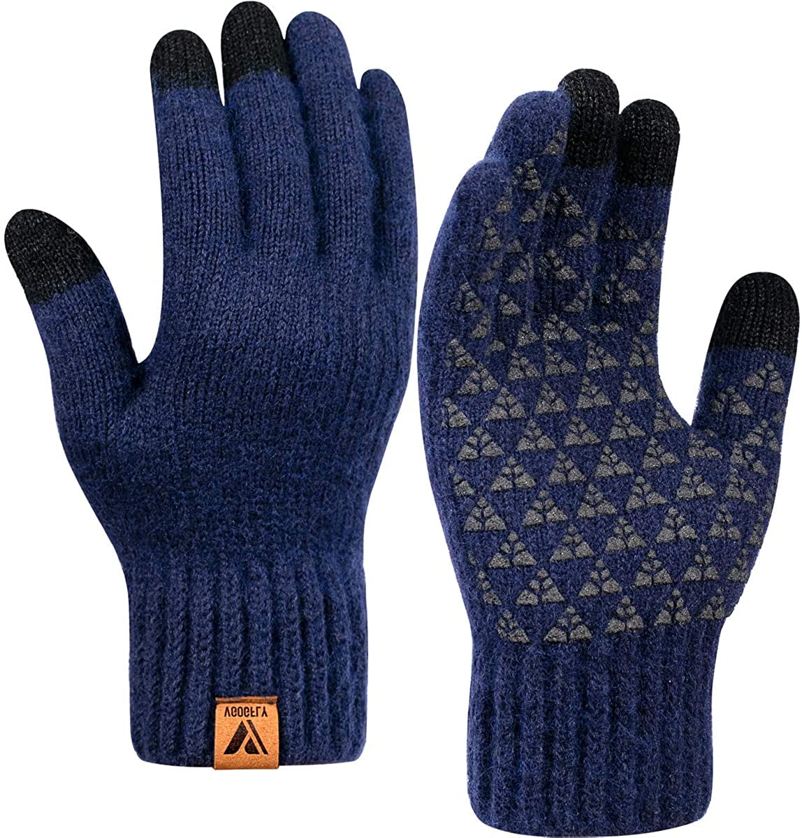 Woolen Knitted Fleece Lined Stripy Multicolour Winter Glove Mittens Handwarmer 
