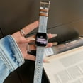 thumbnail image 5 of Denim Strap for Apple Watch Band 41mm 40mm 38mm, Retro Lace Fashion Strap for Apple Watch Women, Soft Hybrid Bracelet Compatible for iWatch Bands Series 9 8 7 6 5 4 SE 3 2 1, LightBlue, 5 of 8