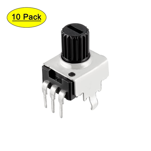 Potenciómetro de película de 10K Ohm Uxcell, resistencias variables, rotativas de metal de carbono, tono plateado, 10 pcs