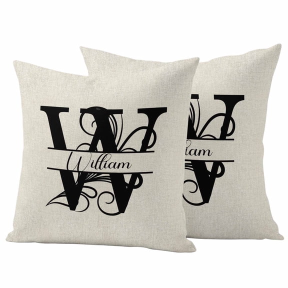 Letter W Outdoor Pillow Covers, Waterproof Decorative Throw Pillowcases Set of 2, Monogram Words Couch Cushion Cases with Zipper for Outside Patio Garden Sofa 20"x20"