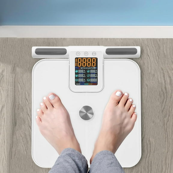 Body Weight Smart Digital Scales, Most Accurate 8 Eletrode Body Fat Scale, Bluetooth Intelligent Bathroom Scales with LCD Display, Scale with BMI, Body Fat, Muscle Mass with Fitness App