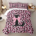 thumbnail image 2 of Manfei Pink Leopard Print Bow Letter L Twin Quilt Set for Girls, Cute Initial Bows Twin Coverlet Set, 2 of 7