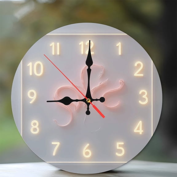 Pink Ribbon Clock Wall Decor Home Art 10-Inch Silent Wooden Wall Clock, Battery Operated (AA Batteries Not Included), Artistic Home Decor