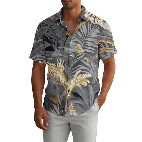 SCSAlgin Mens Hawaiian Shirt, Short Sleeves Button Down Beach Clothing, Summer Flamingos Casual Aloha Floral Shirts