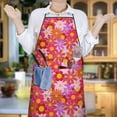 thumbnail image 6 of Red Daisy Flower Retro Pattern Apron-Garden Aprons for Women with Pockets-Cotton Linen Waterproof Kitchen Cooking Gardening Aprons Adjustable for Kitchen,Cooking,BBQ and Salon 33x27 Inch, 6 of 7