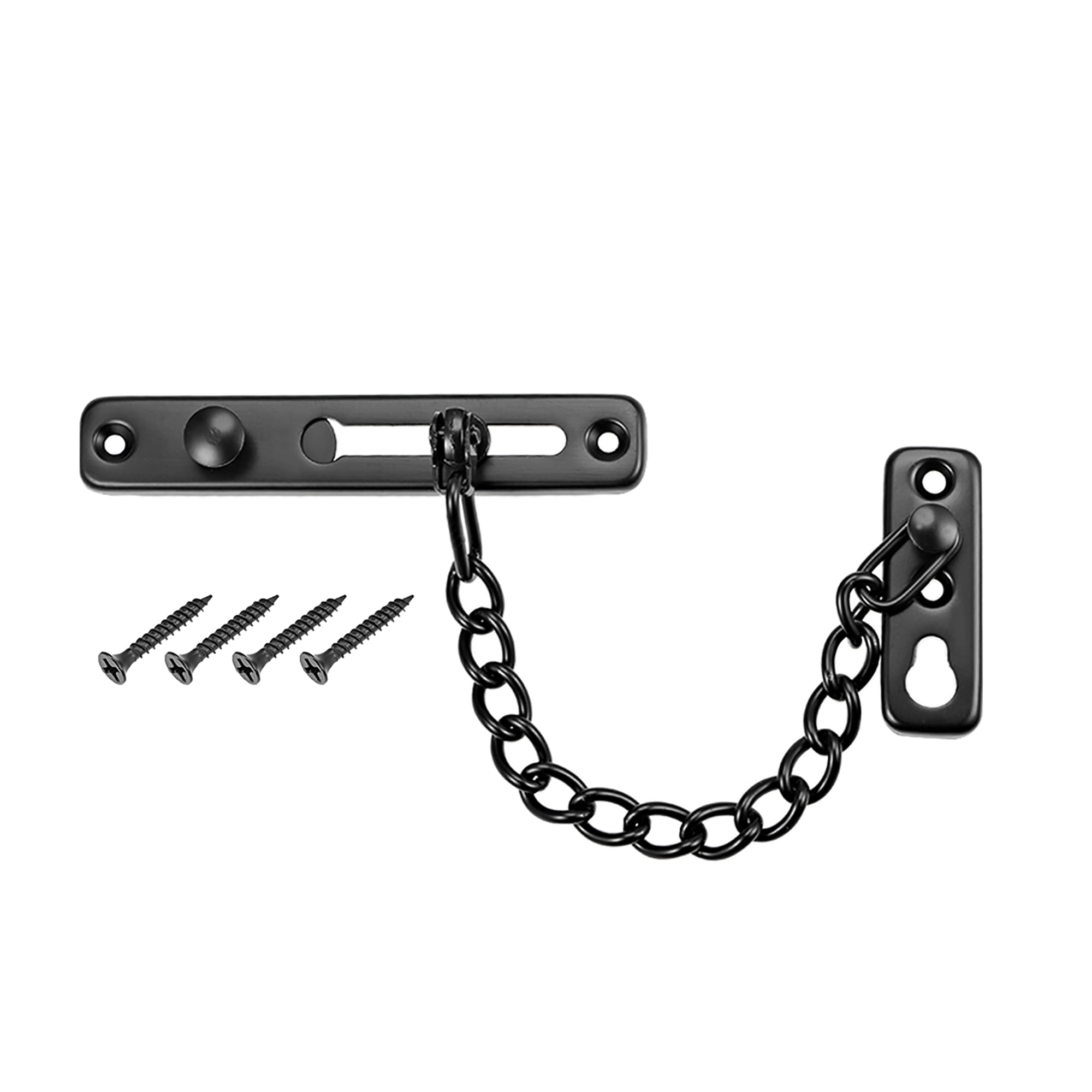 Chain Door Guard Lock Security Safety Latch with Spring Anti-Theft Press Lock Black 2pcs