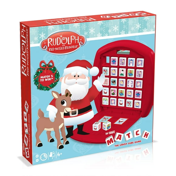 Rudolph The Red Nosed Reindeer Top Trumps Match Board Game Multilingual Edition, Play with 15 Classic Characters Including King Moonracer and Charlie in The Box, Family Game for Ages 4 and up