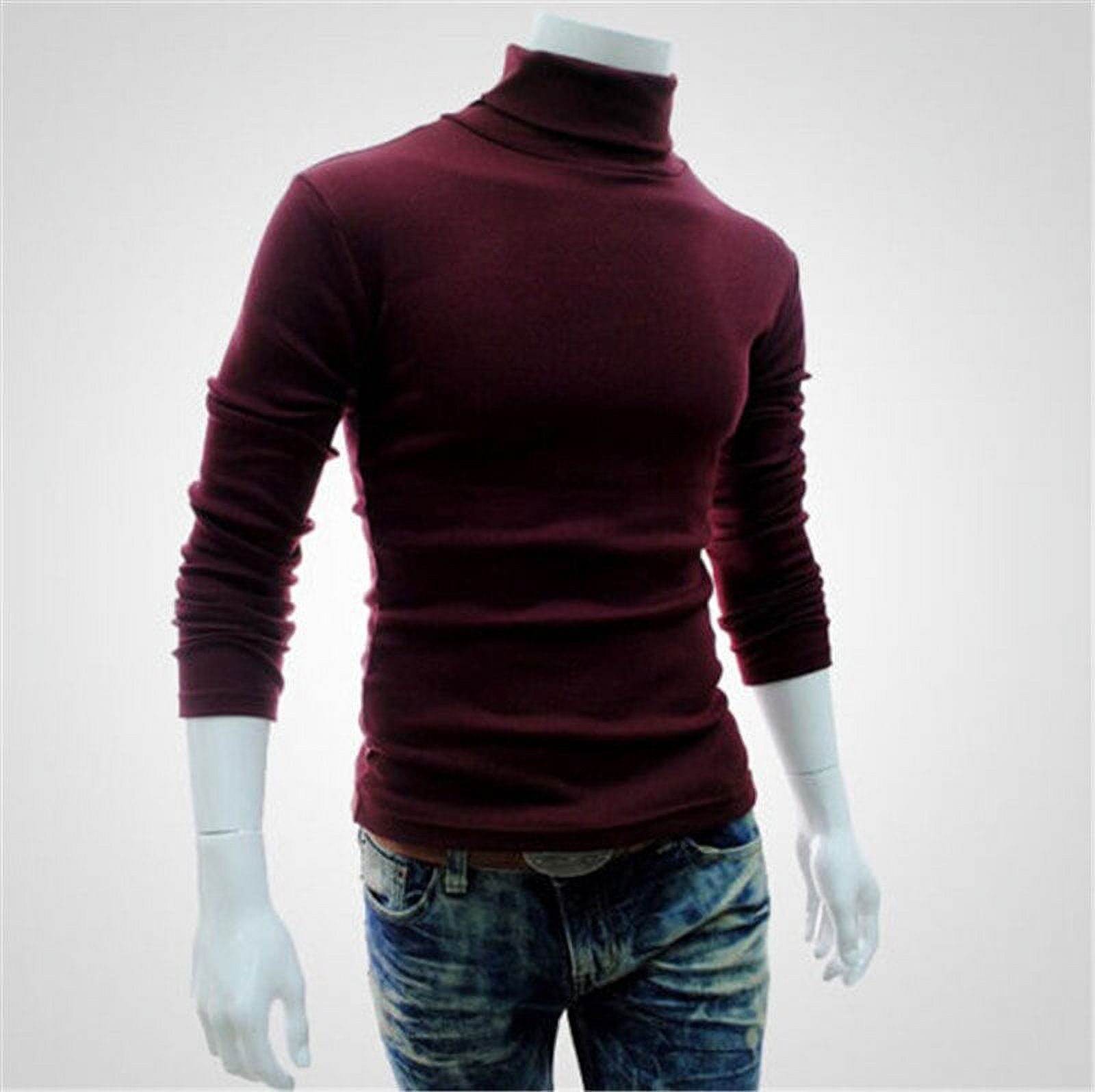 Seyurigaoka Fashion Mens Polo Roll Turtle Neck Pullover Knitted Jumper Tops Sweater Shirt - image 5 of 6