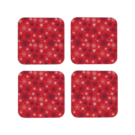 

Yiaed Snowflake Symphony Print Leather Coasters for Drinks - Cup Coasters Coffee Table Kitchen Table Bar Home & Office Gifts Handmade Drink Coasters-Square