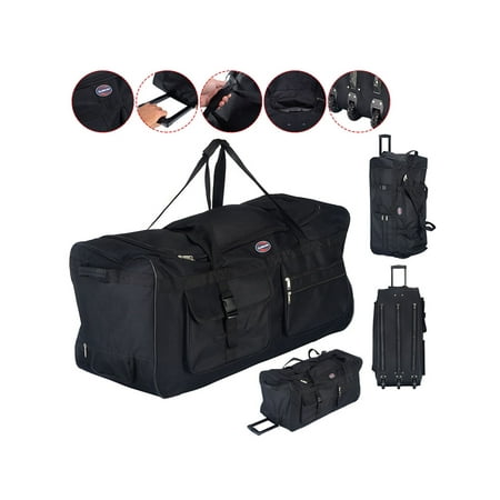 Costway 36'' Rolling Wheeled Tote Duffle Bag Luggage Travel Duffle Suitcase Black