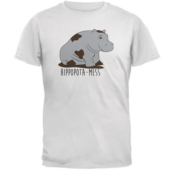 Hippo Mess Hippopotamess Funny Pun Mens T Shirt White 2XL