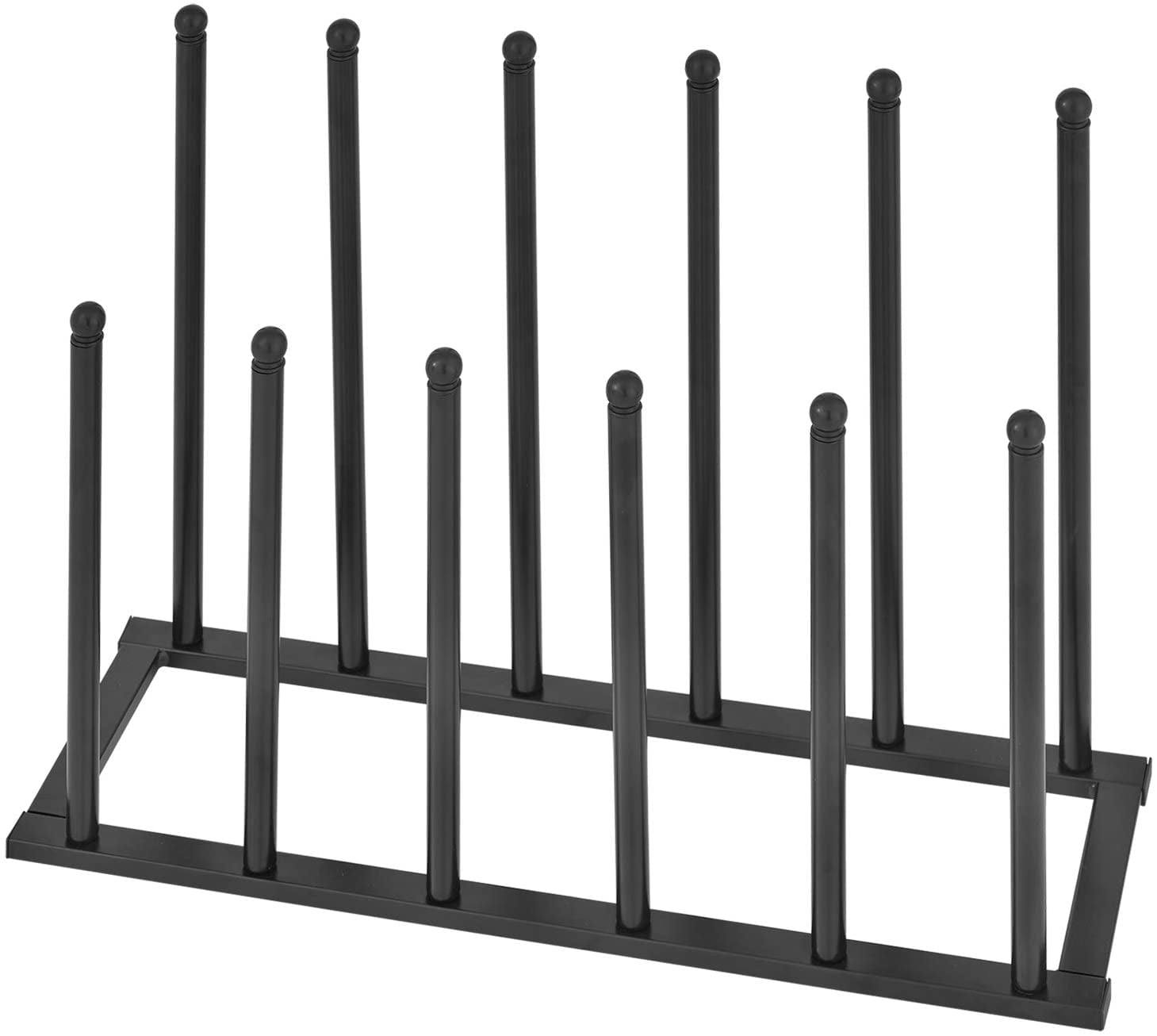 MyGift Modern Black Metal Boot Rack for Tall Boots Storage, Free Standing Entryway Shoe Rack Walk-In-Closet Boot Organizer with 12 Long Posts, Holds 6 Pair