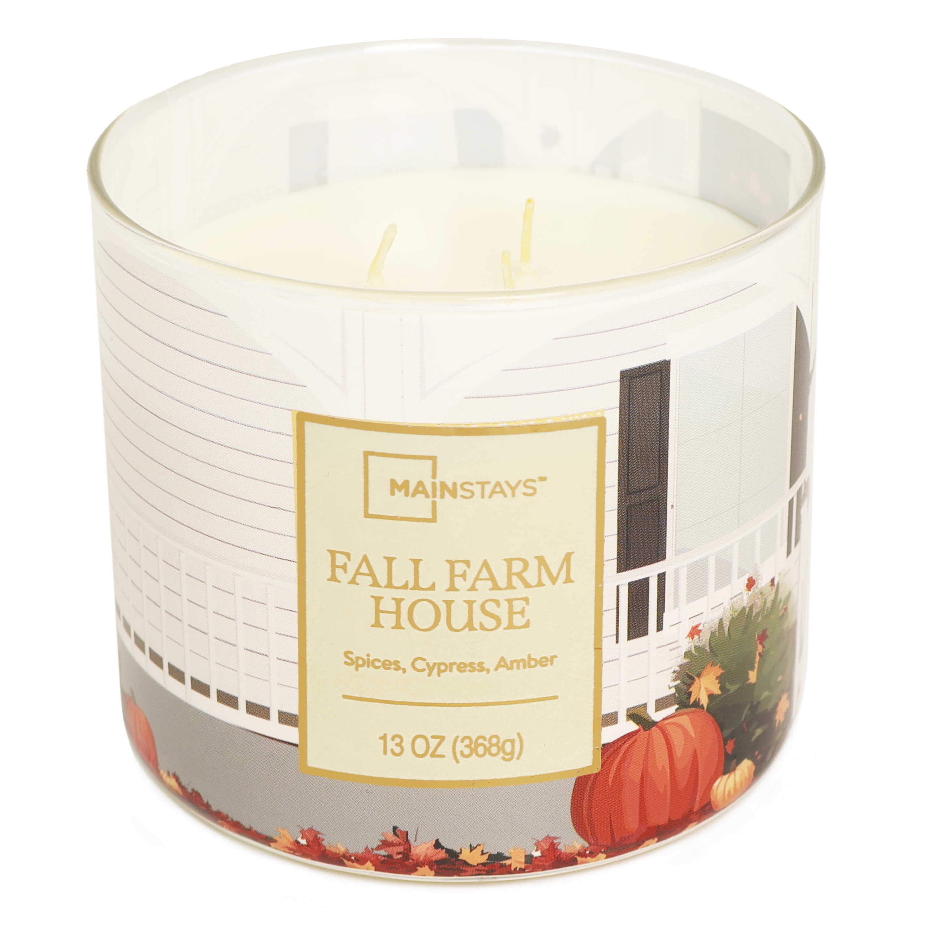 Mainstays Fall Farmhouse 3-Wick Candle, 13 Ounce