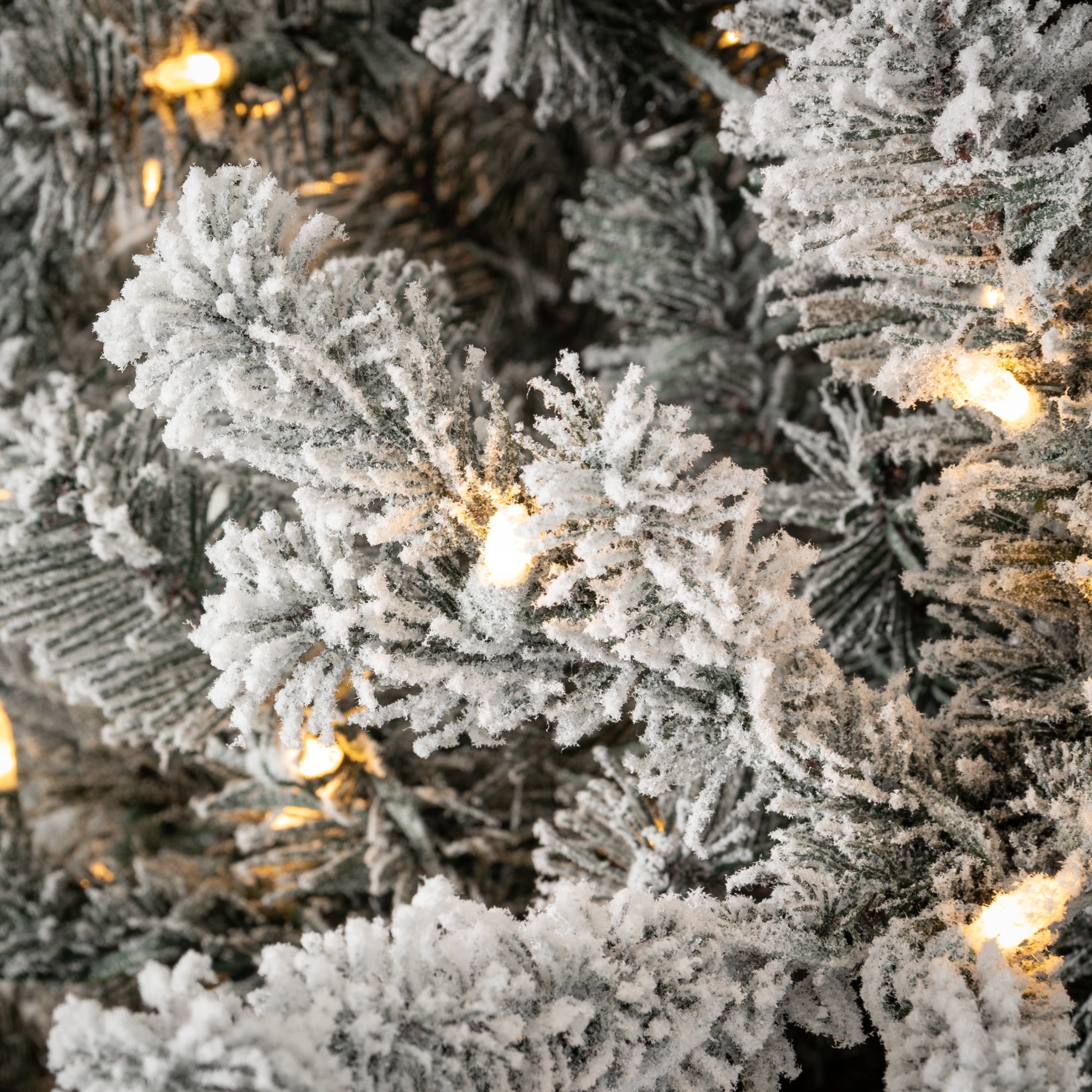 9'H Sullivans Lit Flocked Christmas Tree, Green