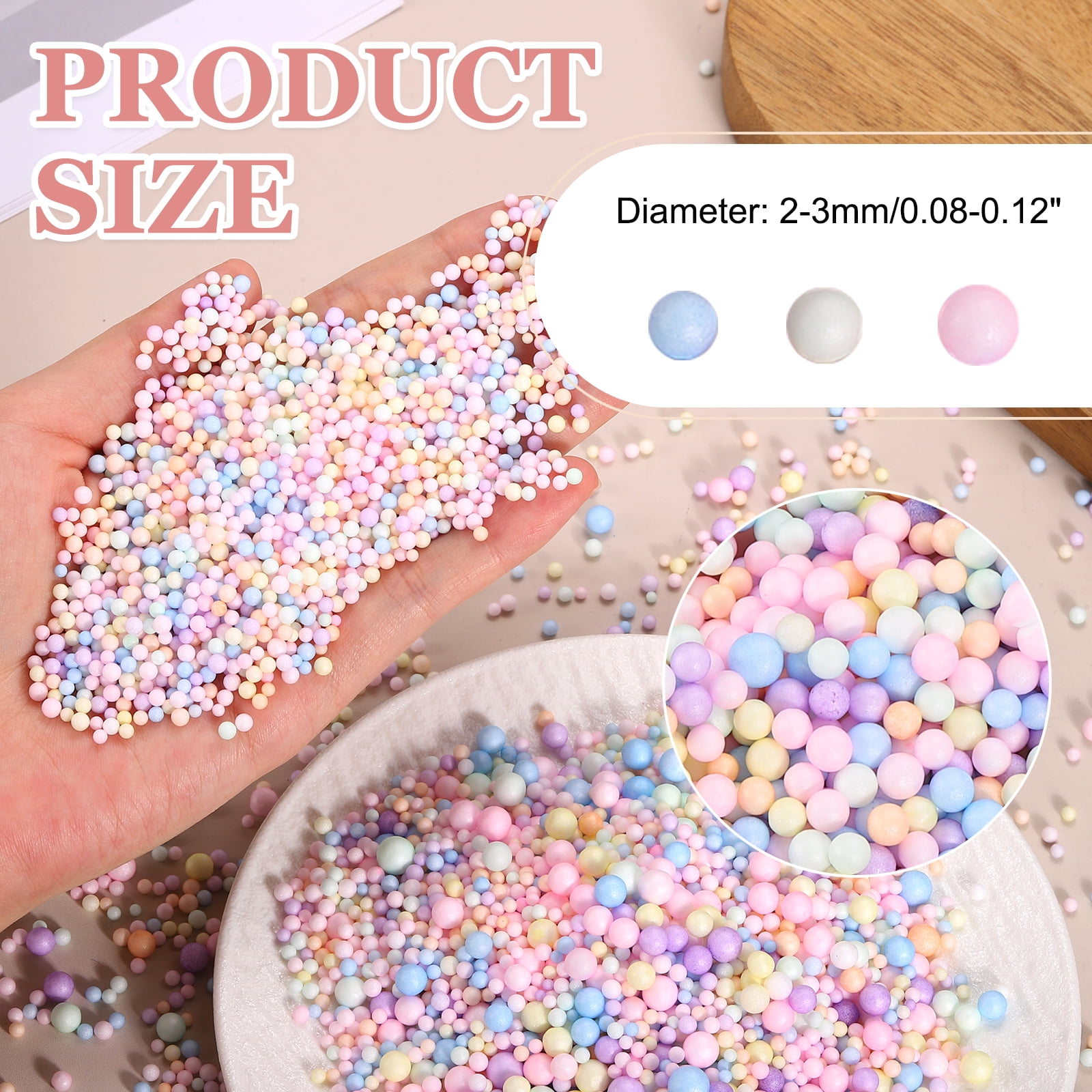 Uxcell 120000Pcs Colorful Foam Beads, 2-3mm Mini Foam Balls Round Polystyrene Beads for DIY Crafts Wedding Party Decorations Vase Pillow Gift Box Filling