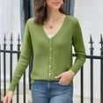 thumbnail image 5 of YDDIAN Womens Summer Long Sleeve Cardigan Loose Fit Y2k Knit Sweaters Button Up V Neck Winter Dressy Cute Cardigan Green XL, 5 of 5