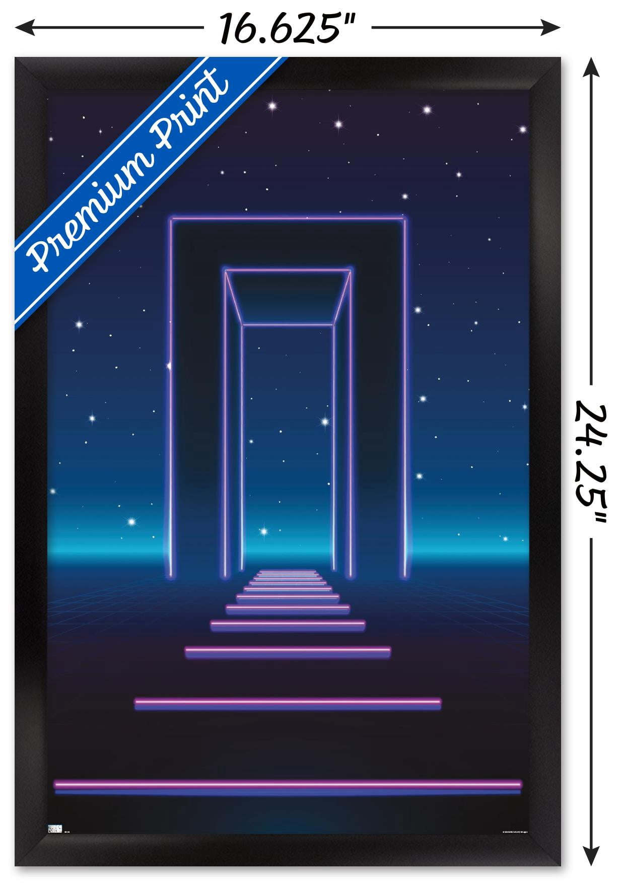 Geometric Neon Wall Poster, 14.725" x 22.375", Framed