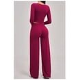 thumbnail image 5 of PISONIC Women 2 Pieces Workout Sets Long Sleeve V Neck Tops High Waist Flared Leggings Gym Sets, 5 of 5