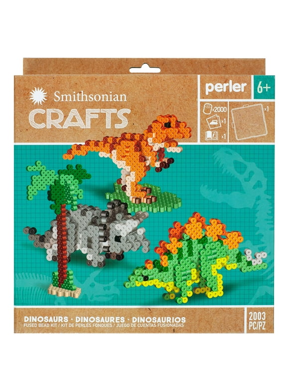 Perler Smithsonian Crafts Dinosaurs Fused Bead Kit, Ages 6 and up, 2003 Pieces Plastic Melty Beads