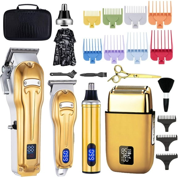 Cordless Hair Clippers And Shaver Set Rechargeable Hair Grooming Kit For Head, Nose, Beard, Body