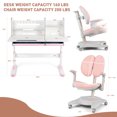 thumbnail image 2 of COSVALVE Height Adjust Kids Study Desk and Chair Set Tilt Desktop Table Ergonomic Armrest Chair with Bookstand,Drawer,for Home/School(Pink), 2 of 20