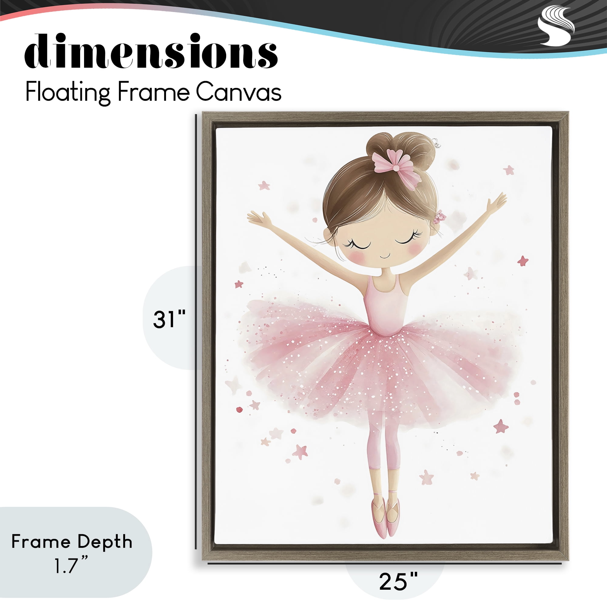 Stupell Industries Graceful Ballerina Pose Brown Framed Floater Canvas Wall Art, design by Creative Studio