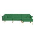 thumbnail image 3 of uhomepro Mid Century Couches and Sofas, Modern Reversible Sectional Sofa Bed with Golden Legs, Metal Nails Armrests, 2 Pillows, Velvet Fabric Couch for Living Room, Green, 3 of 11