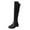 Black, variant on Over the Knee Boots for Women Splice Leather Round Toe Chunky Low Heel Back Zipper Knee High Riding Boots Brown 6.5