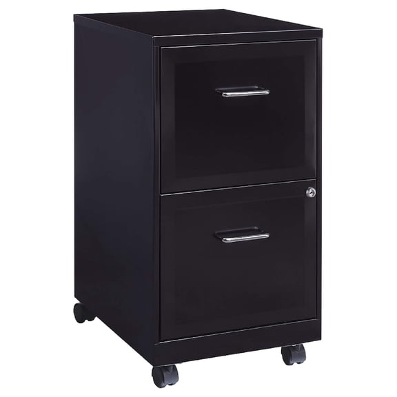 YfulYde 2-Drawer Vertical Locking File Cabinet (Black, Sold as 1 Each) – Holds Letter Size Documents, Measures 26.3" H x 14" W x 18" D, Secure Filing Cabinet with Included Key Lock