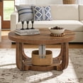 thumbnail image 7 of Finmind Round Coffee Table, 31.5" Rustic Wooden Coffee Table with 2-Tier Storage Shelf and Thick Tabletop for Living Room, Dark Brown, 7 of 7