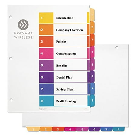 Avery 11133 Ready Index TOC Dividers, Tabs 1-8, Letter Size, Colors, 8 ...
